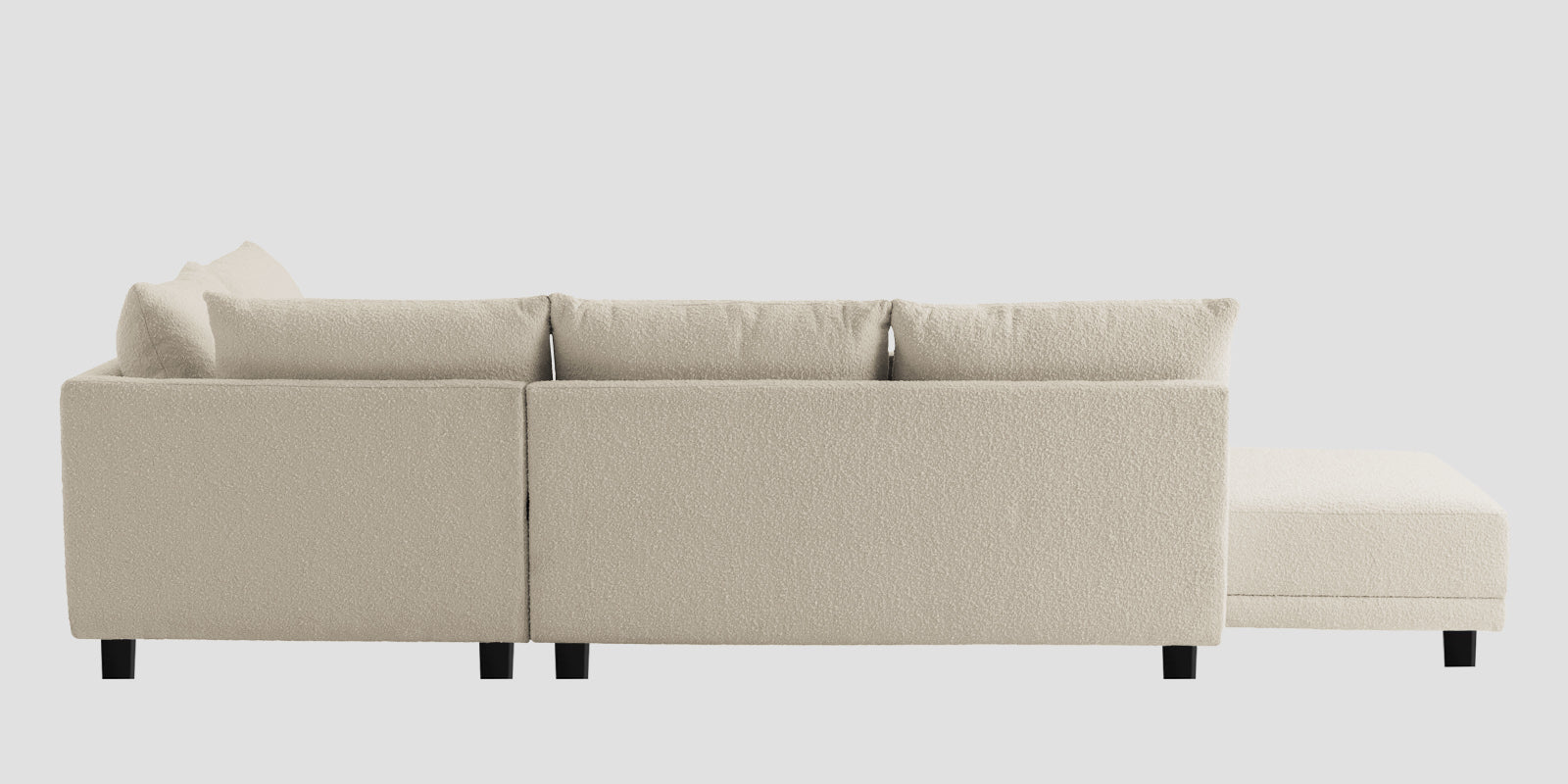 Ira Boucle Fabric LHS 6 Seater Convertible Sofa Cum Bed In Shell White Colour - Febonic Living