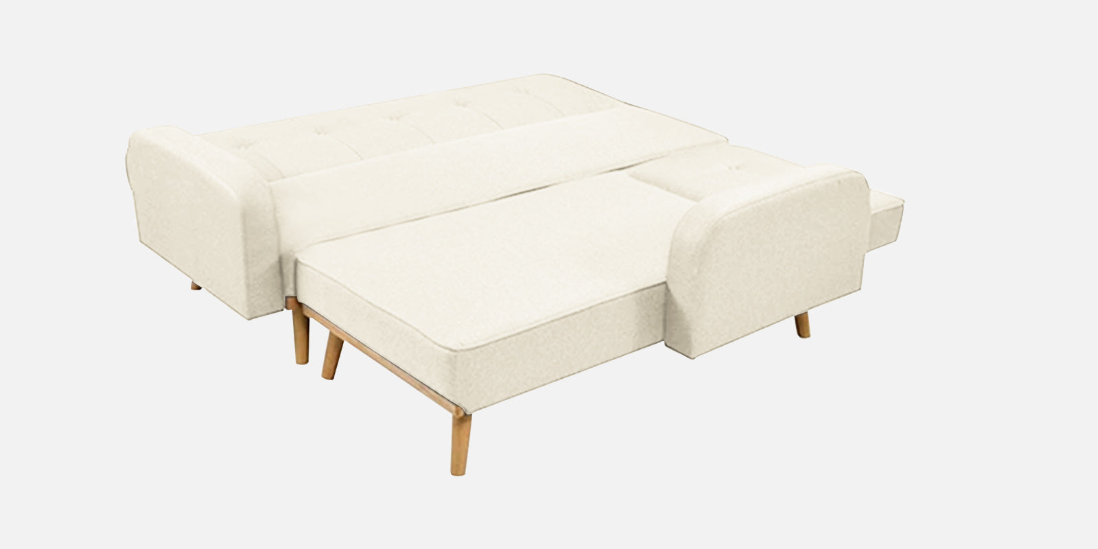 Zuno Fabric RHS Convertible Sofa Cum Bed In Ivory Cream Colour - Febonic Living