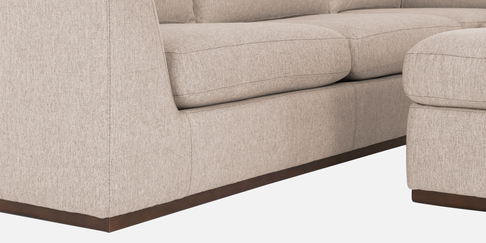 Freedom Velvet 6 Seater RHS Corner Sofa In Camel Beige Colour With Ottoman - Febonic Living