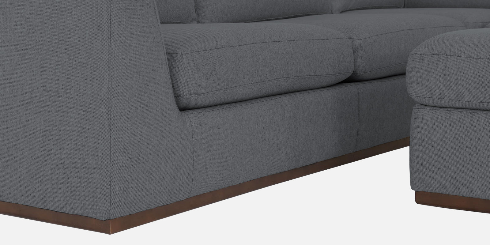 Freedom Velvet 6 Seater RHS Corner Sofa In Pubble Grey Colour With Ottoman - Febonic Living