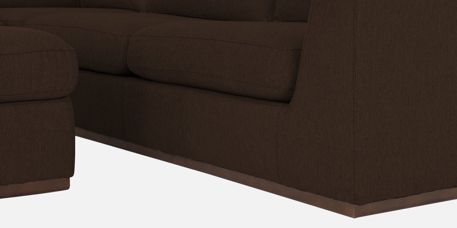 Freedom Velvet 6 Seater LHS Corner Sofa In Cholocate Brown Colour With Ottoman - Febonic Living