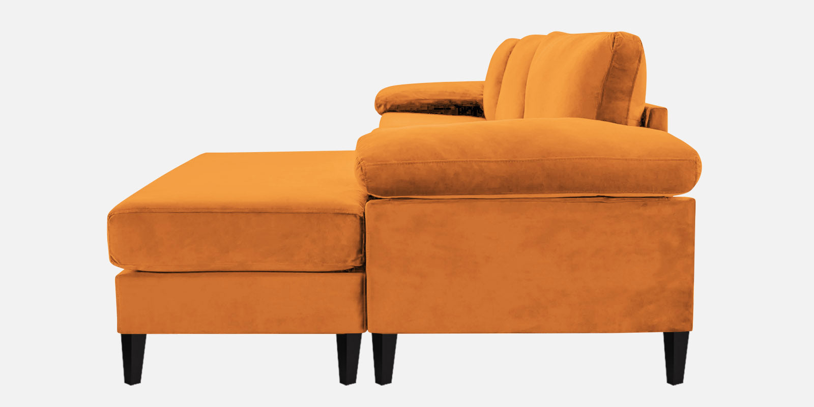 Vegas Velvet LHS Sectional Sofa (3+Lounger) In Tangerine orange Colour - Febonic Living