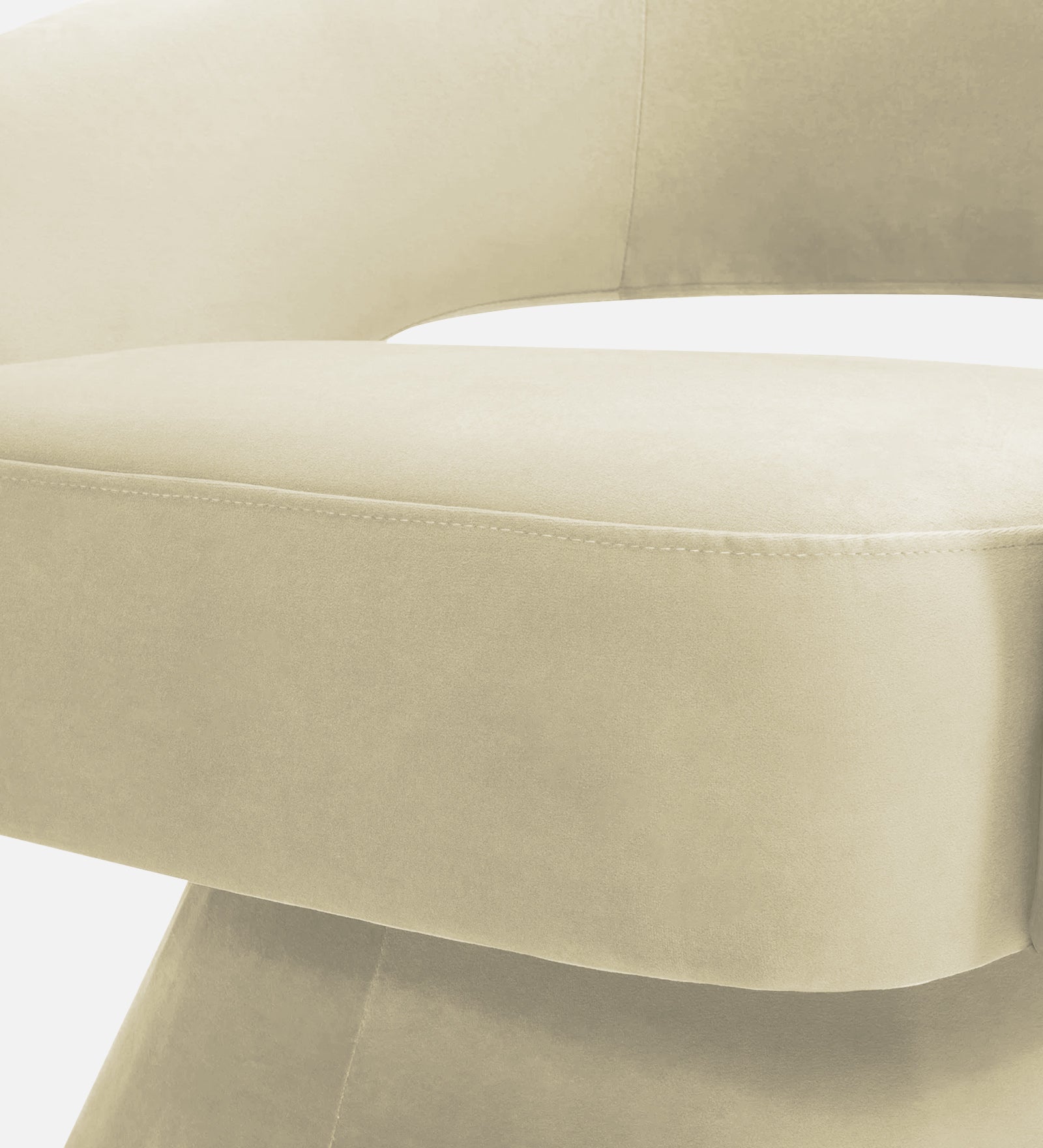Pendra Velvet Swivel Chair In Warm White Colour - Febonic Living