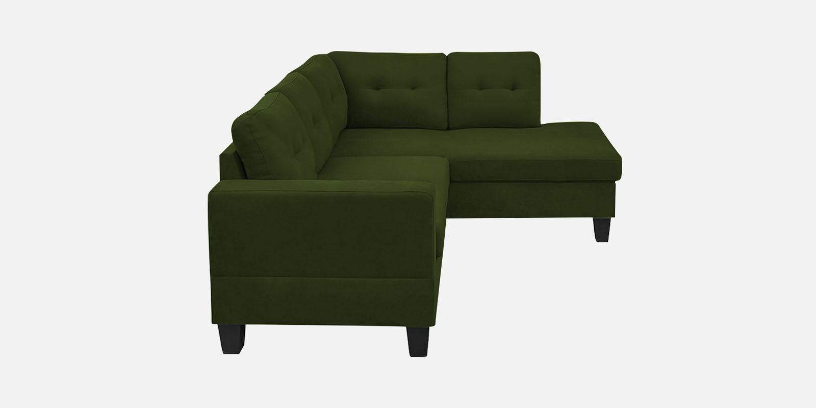 Thomas Fabric LHS Sectional Sofa (2+Lounger) In Olive Green Colour - Febonic Living