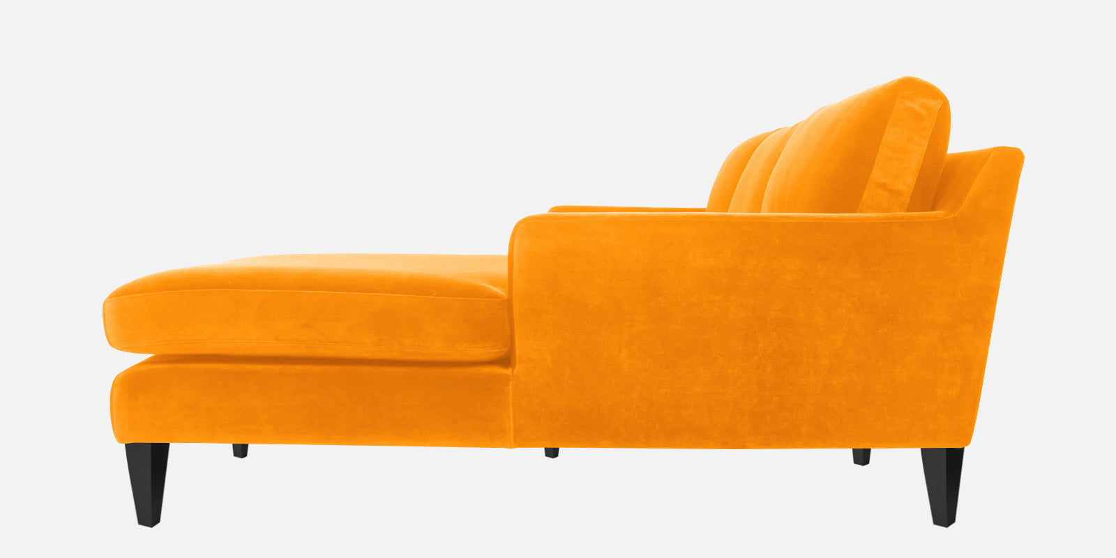 Jones Velvet LHS Sectional Sofa (3+Lounger) In Saffron yellow Colour - Febonic Living