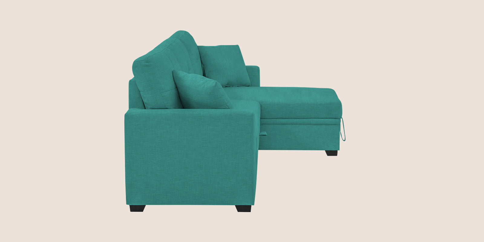Jody Fabric 3 Seater Pull Out Sofa Cum Bed In Sea Green Colour With Storage - Febonic Living