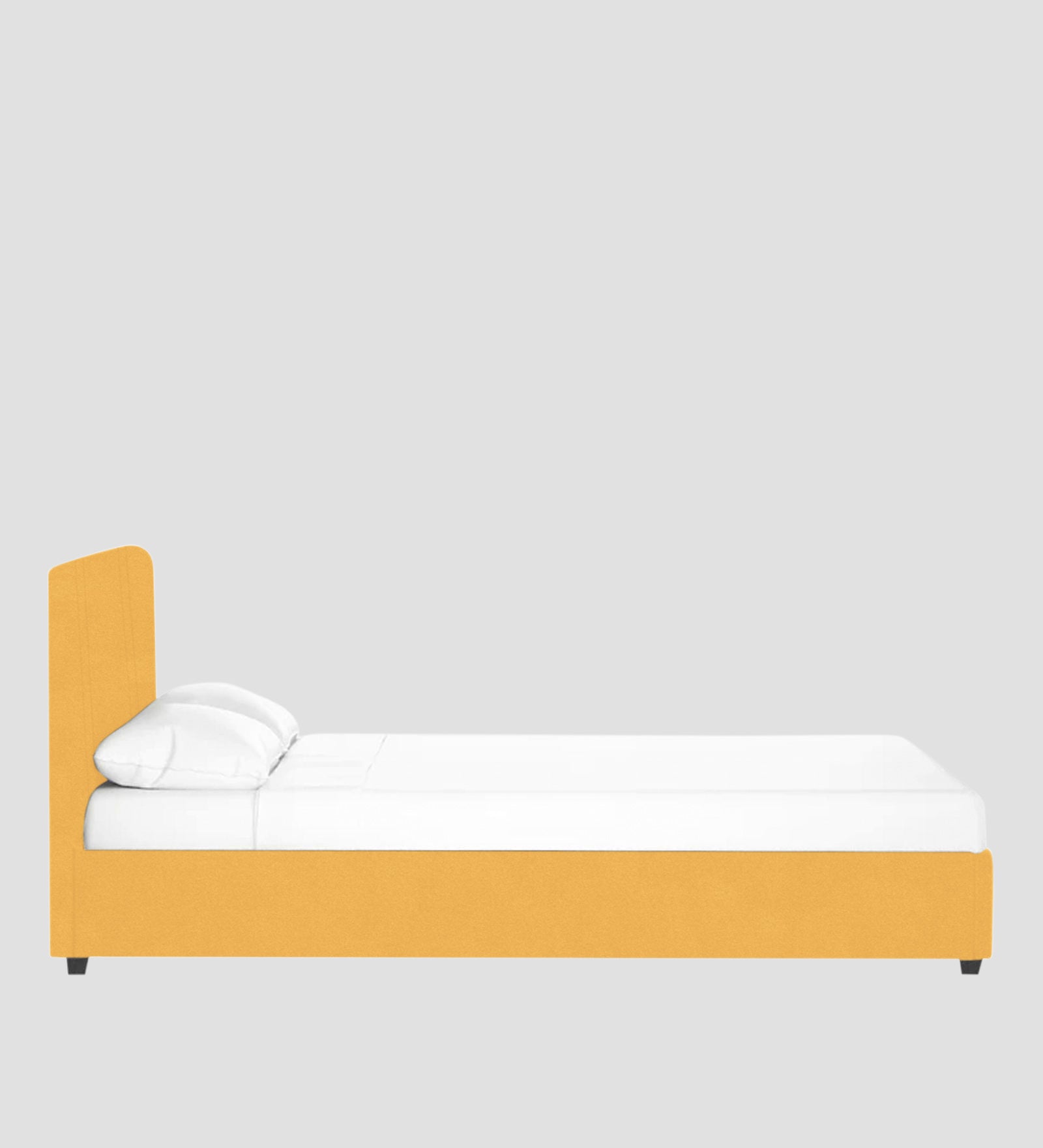 Asyra Velvet Upholstered King Size Bed In Turmeric Yellow Colour With Box Storage - Febonic Living
