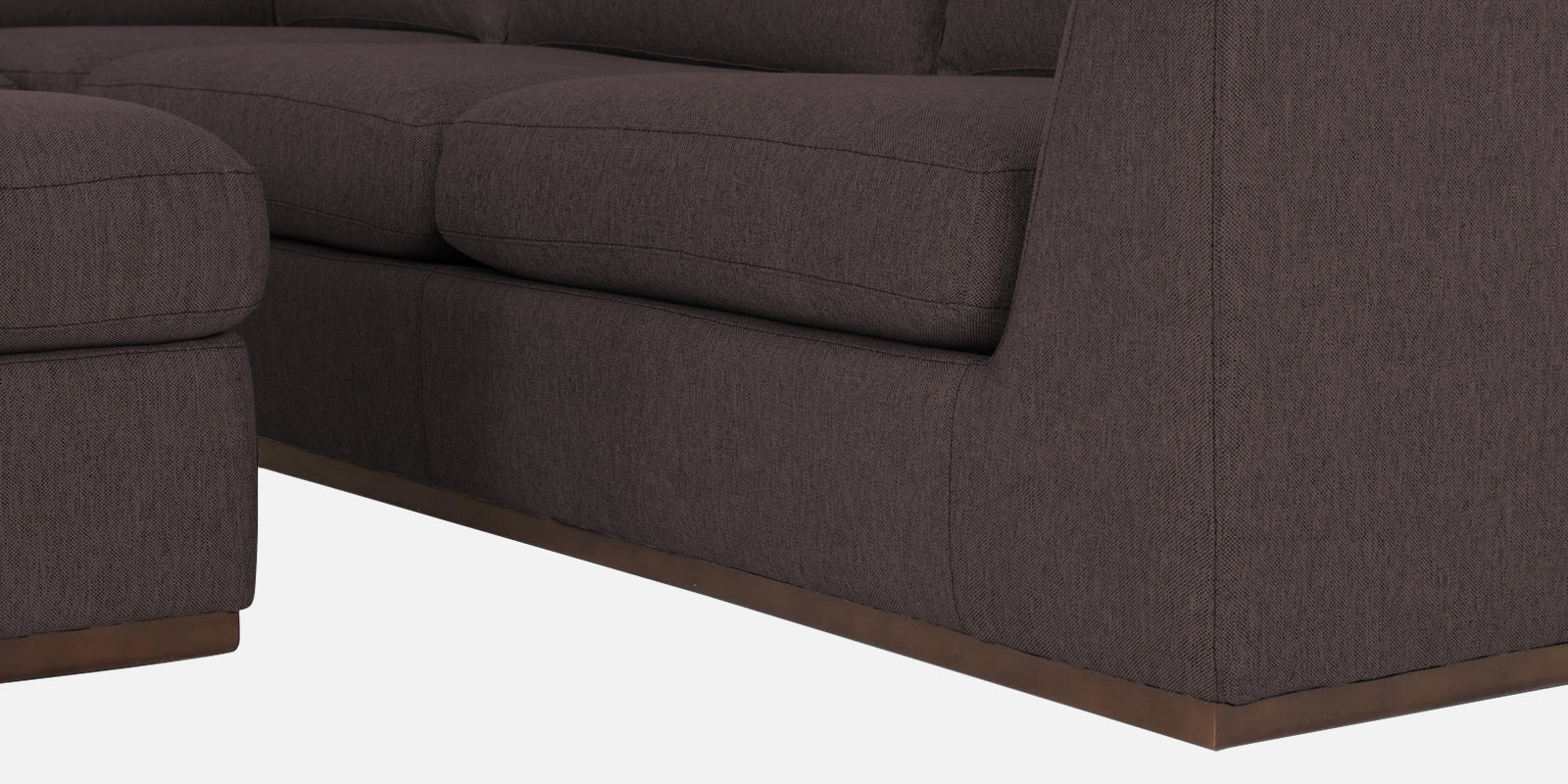 Freedom Velvet 6 Seater LHS Corner Sofa In Mocha Brown Colour With Ottoman - Febonic Living