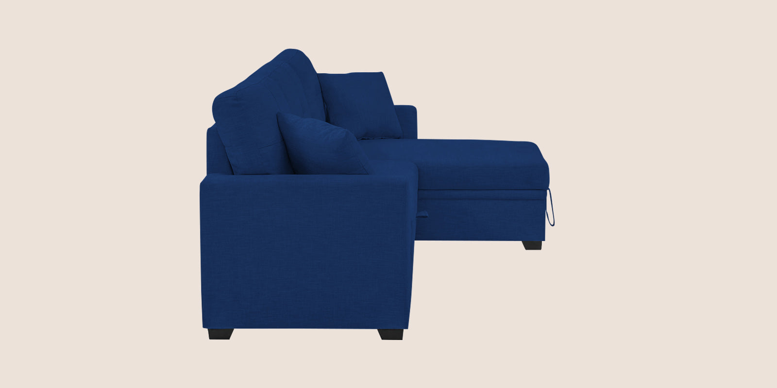 Jody Fabric 3 Seater Pull Out Sofa Cum Bed In Royal Blue Colour With Storage - Febonic Living