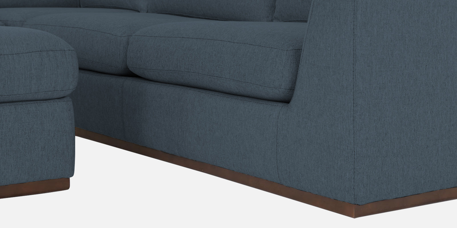 Freedom Velvet 6 Seater LHS Corner Sofa In Oxford Blue Colour With Ottoman - Febonic Living