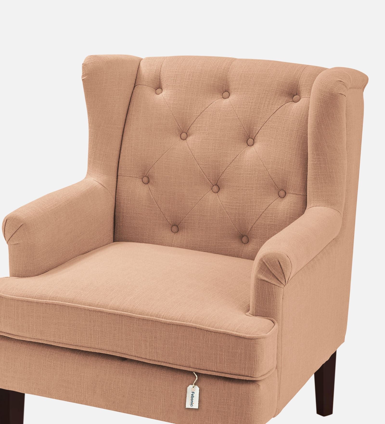 Deyuk Fabric Wing Chair In Cosmic Beige Colour - Febonic Living