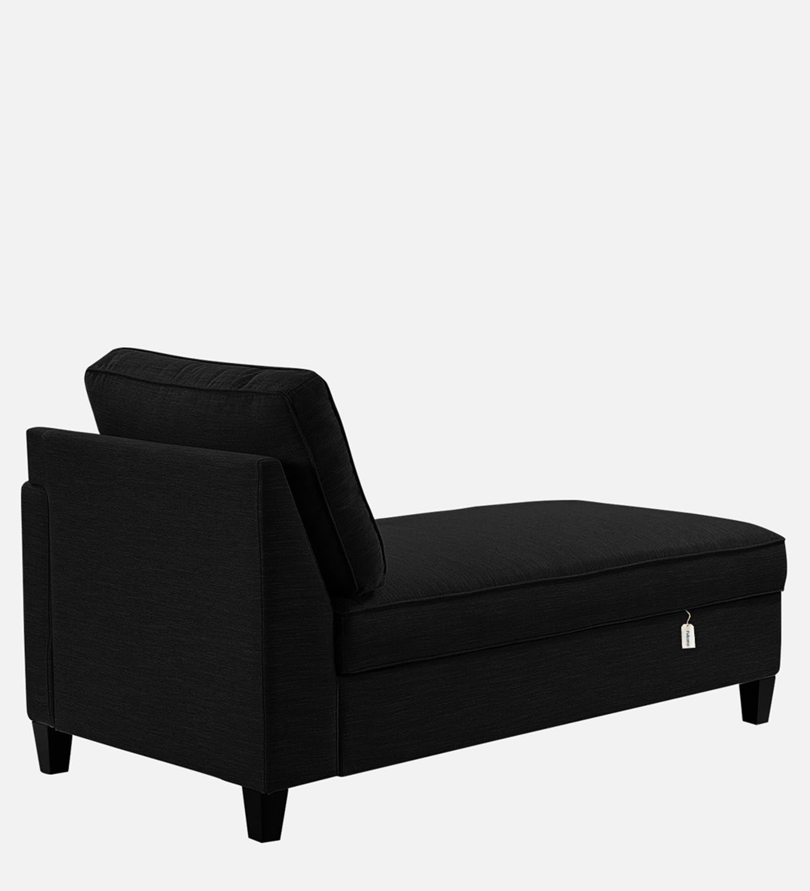 Royee Fabric RHS Chaise Lounger In Zed Black Colour With Storage - Febonic Living