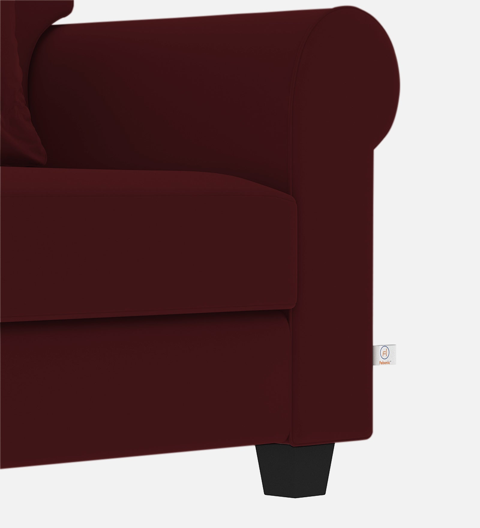 Numonk Velvet 1 Seater Sofa In Dark Maroon Colour - Febonic Living