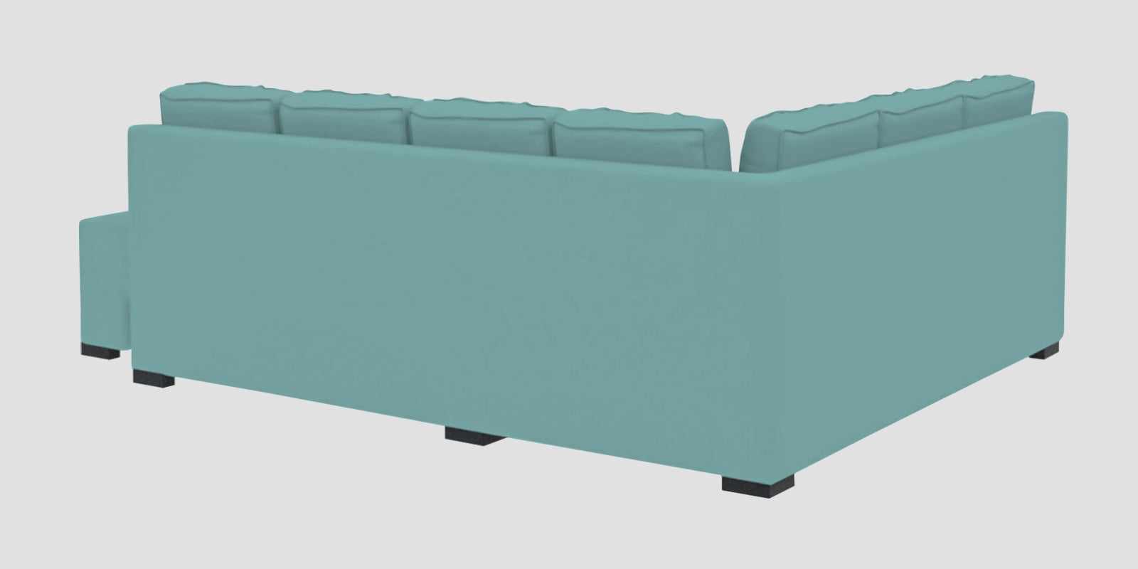 Corby Velvet LHS 6 Seater Convertible Sofa Cum Bed In Barmunda Aqua Colour - Febonic Living