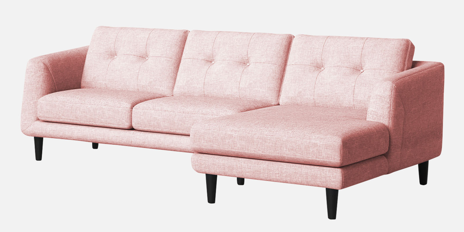 Natasha Velvet LHS Sectional Sofa (3+Lounger) In Millennial Pink Colour - Febonic Living