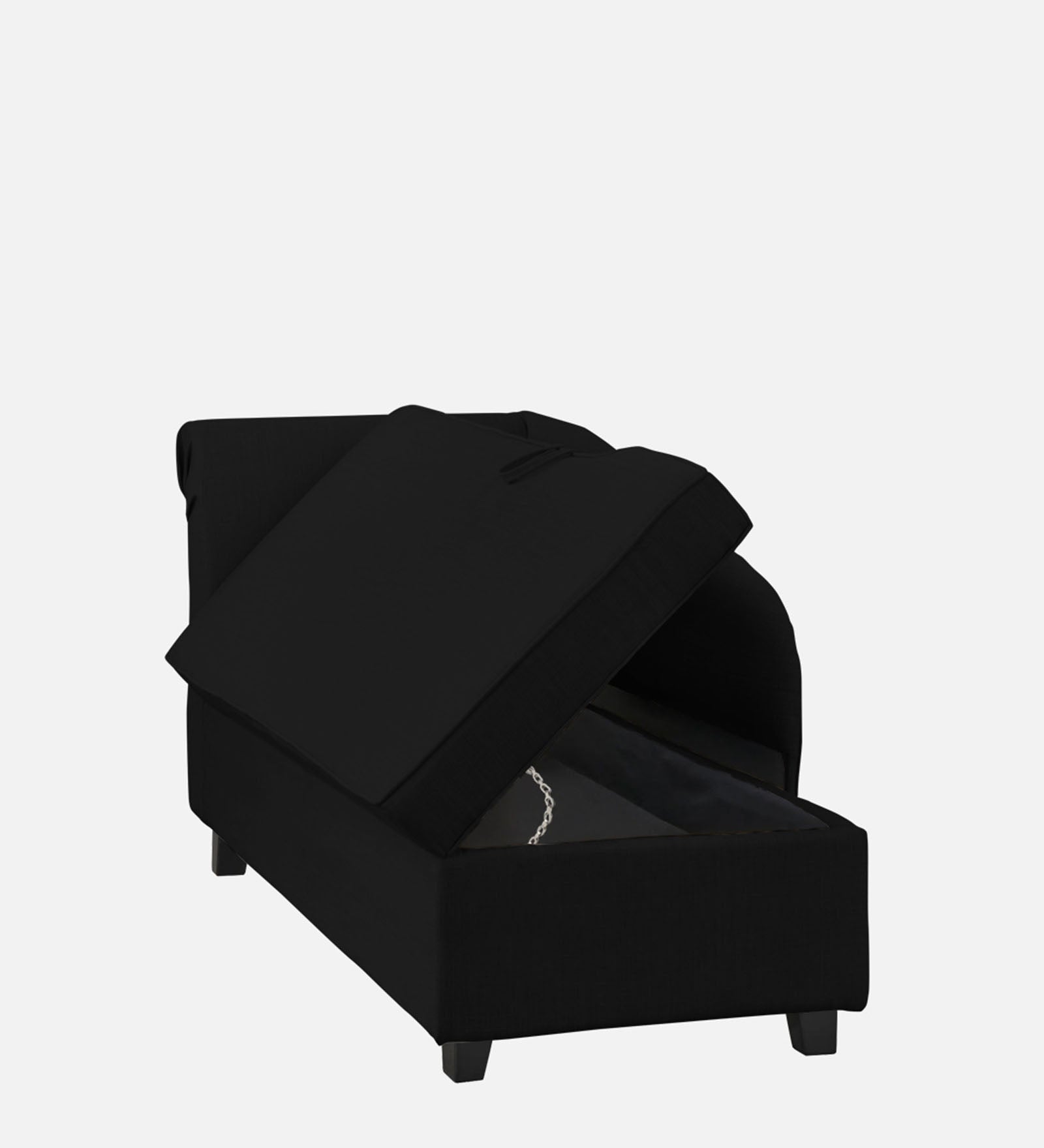 Toppy Fabric RHS Chaise Lounger In Zed Black Colour With Storage - Febonic Living