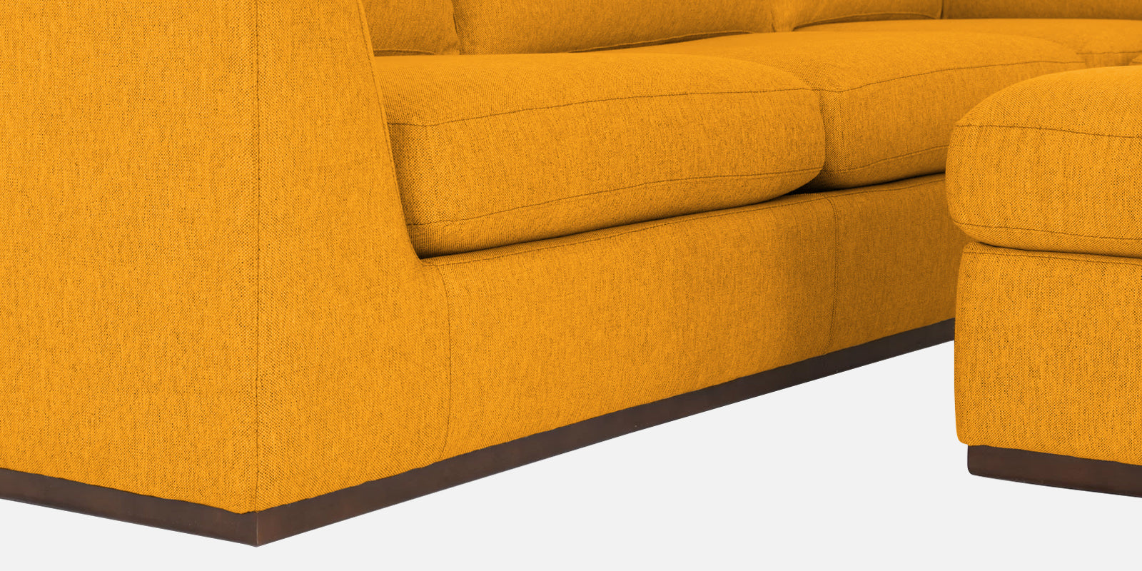 Freedom Velvet 6 Seater RHS Corner Sofa In Safforn Yellow Colour With Ottoman - Febonic Living