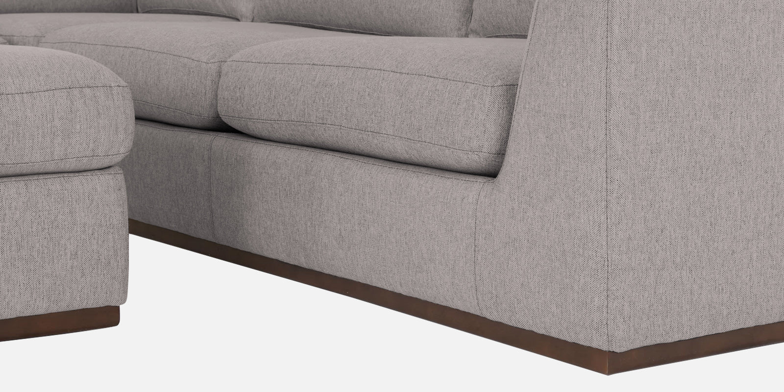 Freedom Velvet 6 Seater LHS Corner Sofa In Pearl Grey Colour With Ottoman - Febonic Living