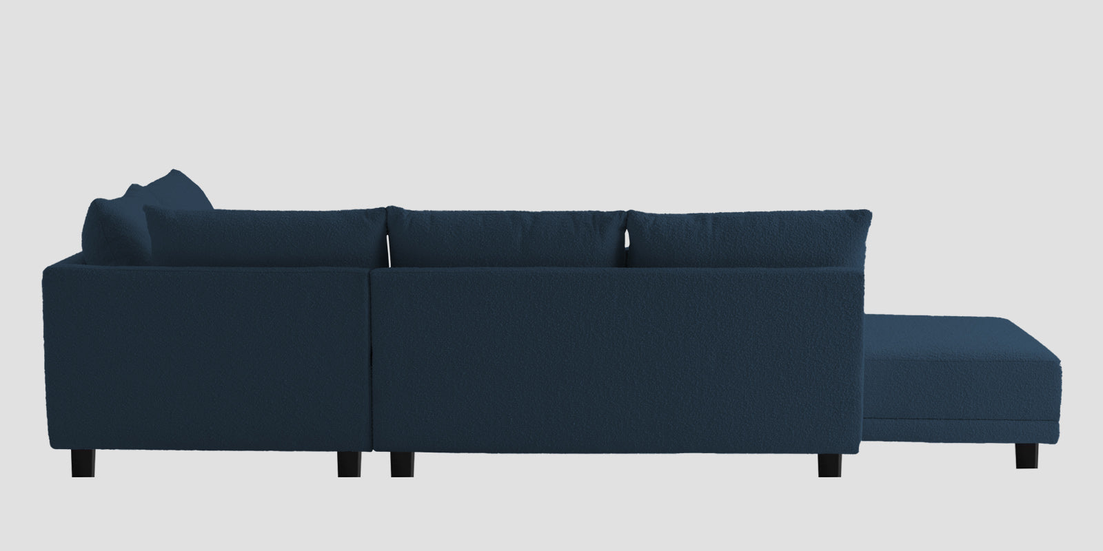 Ira Boucle Fabric LHS 6 Seater Convertible Sofa Cum Bed In Classic Blue Colour - Febonic Living