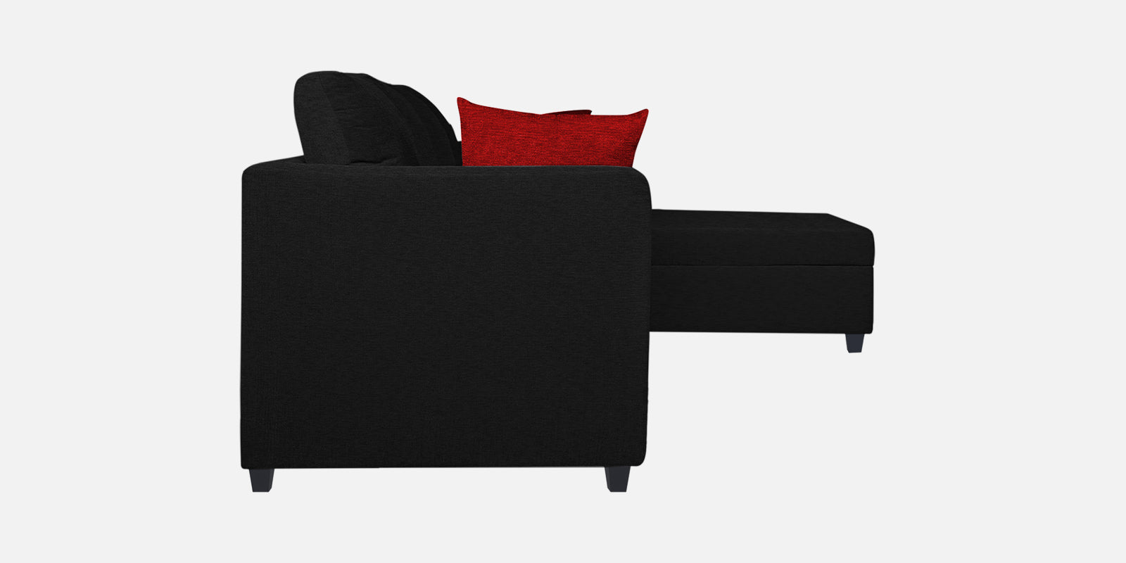 Nebula Fabric LHS Sectional Sofa (3+Lounger) In Zed Black Colour - Febonic Living