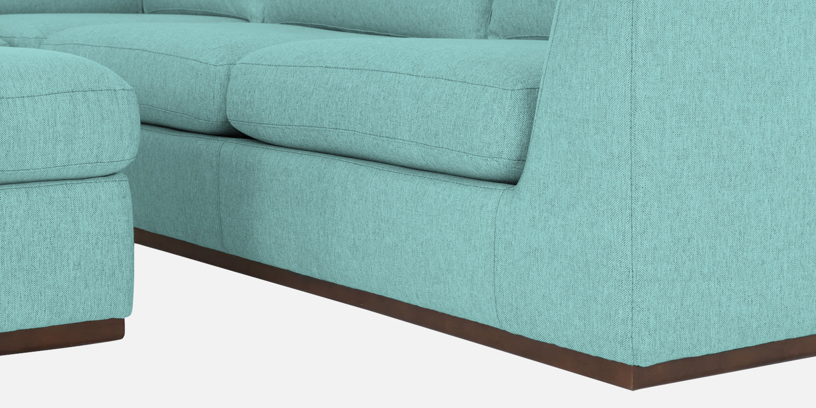 Freedom Velvet 6 Seater LHS Corner Sofa In Barmunda Aqua Colour With Ottoman - Febonic Living