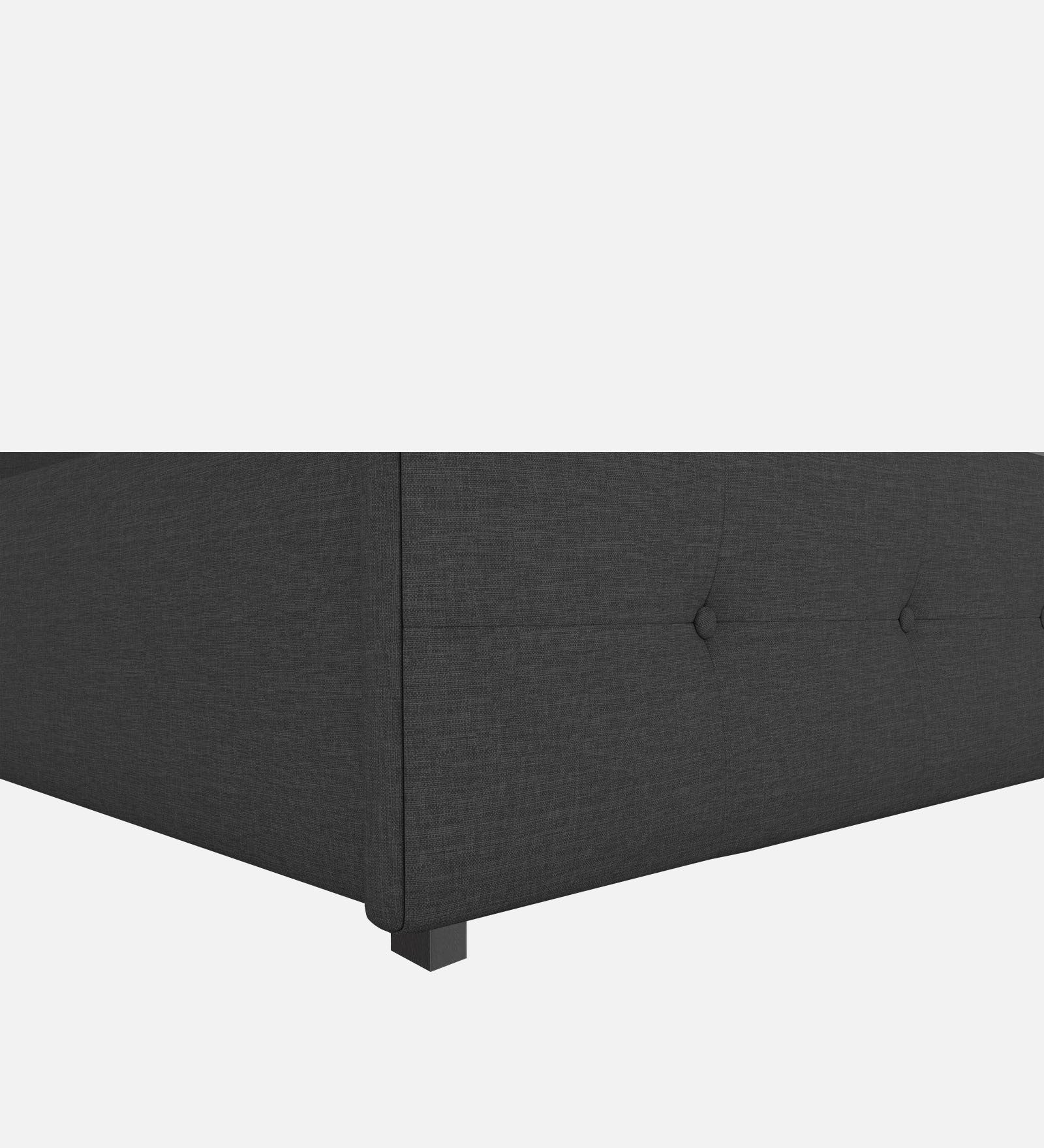 Lido Fabric Queen Size Bed In Charcoal Grey Colour With Drawer Storage - Febonic Living
