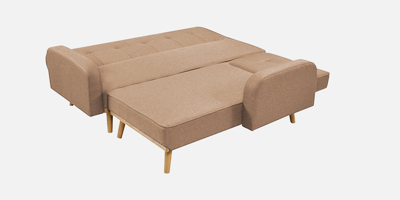 Zuno Fabric RHS Convertible Sofa Cum Bed In Cosmic Beige Colour - Febonic Living