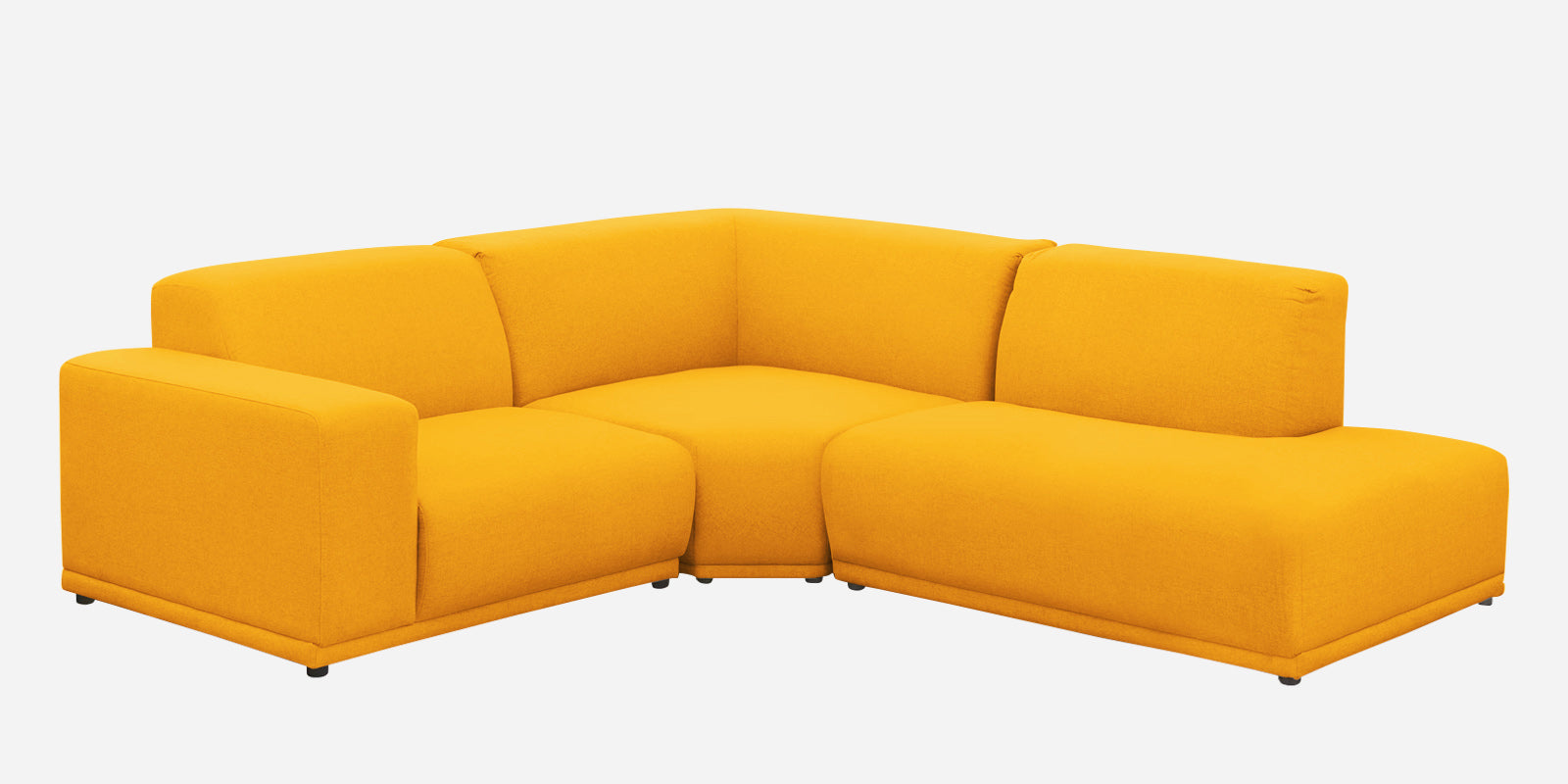 Adam Fabric RHS Sectional Sofa (3+Ottoman Lounger) In Bold Yellow Colour - Febonic Living