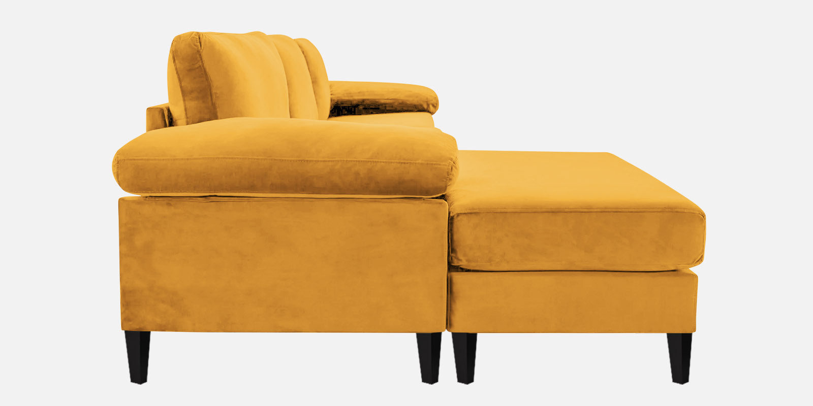 Vegas Velvet RHS Sectional Sofa (3+Lounger) In Turmeric yellow Colour - Febonic Living