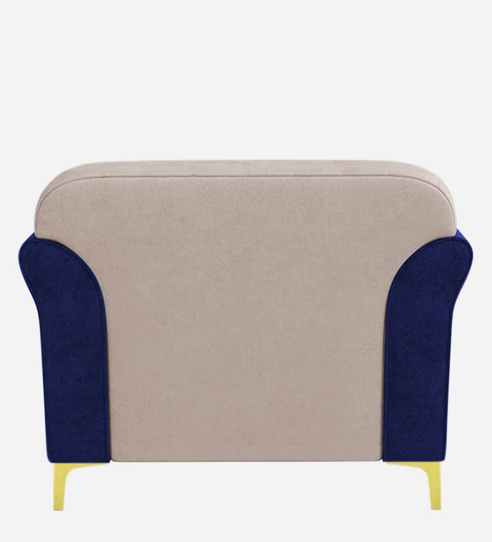 Jordan Velvet 1 Seater Sofa In Imperial Blue And Camel Beige Colour - Febonic Living