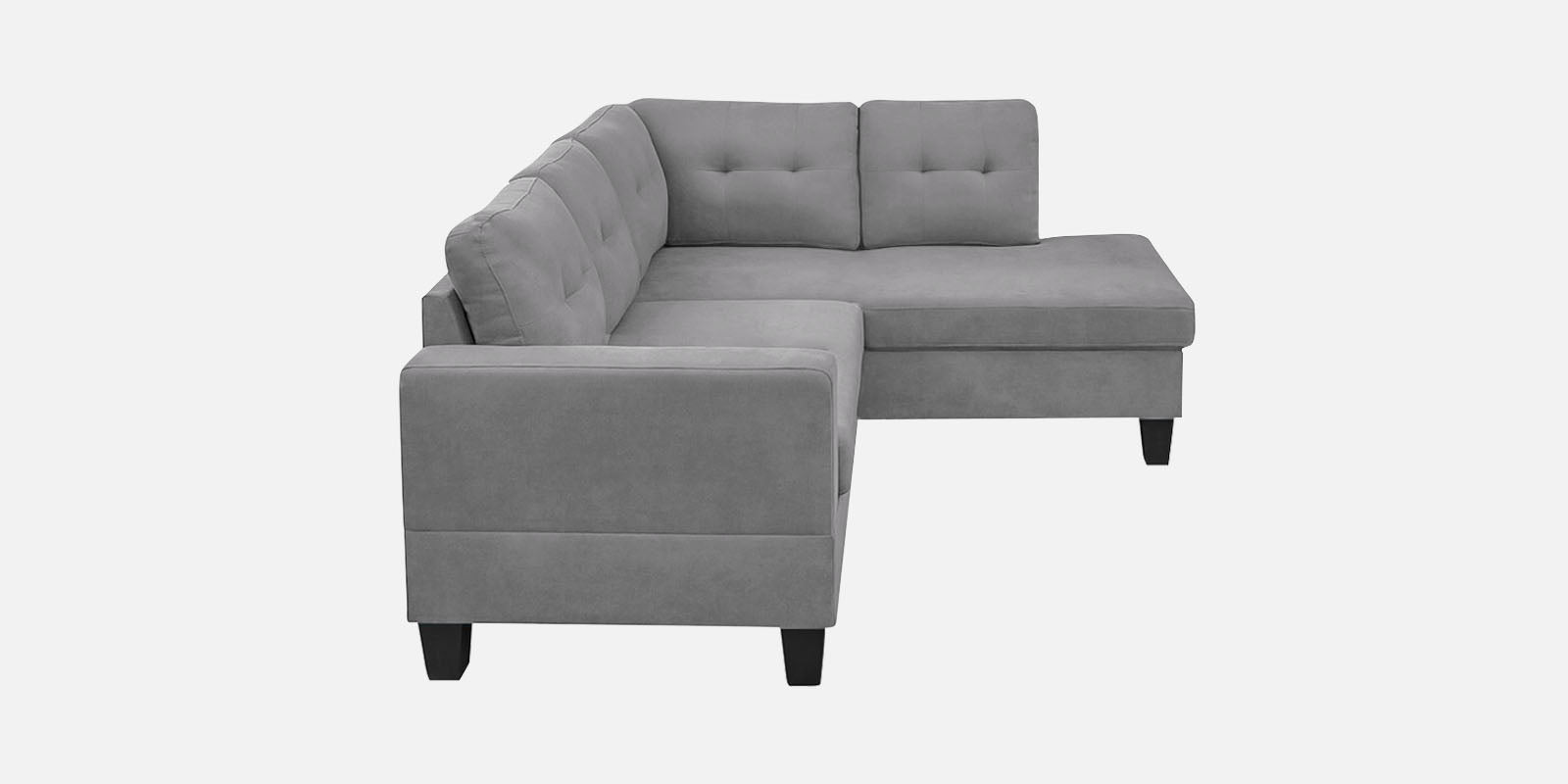 Thomas Fabric LHS Sectional Sofa (2+Lounger) In Lit Grey Colour - Febonic Living