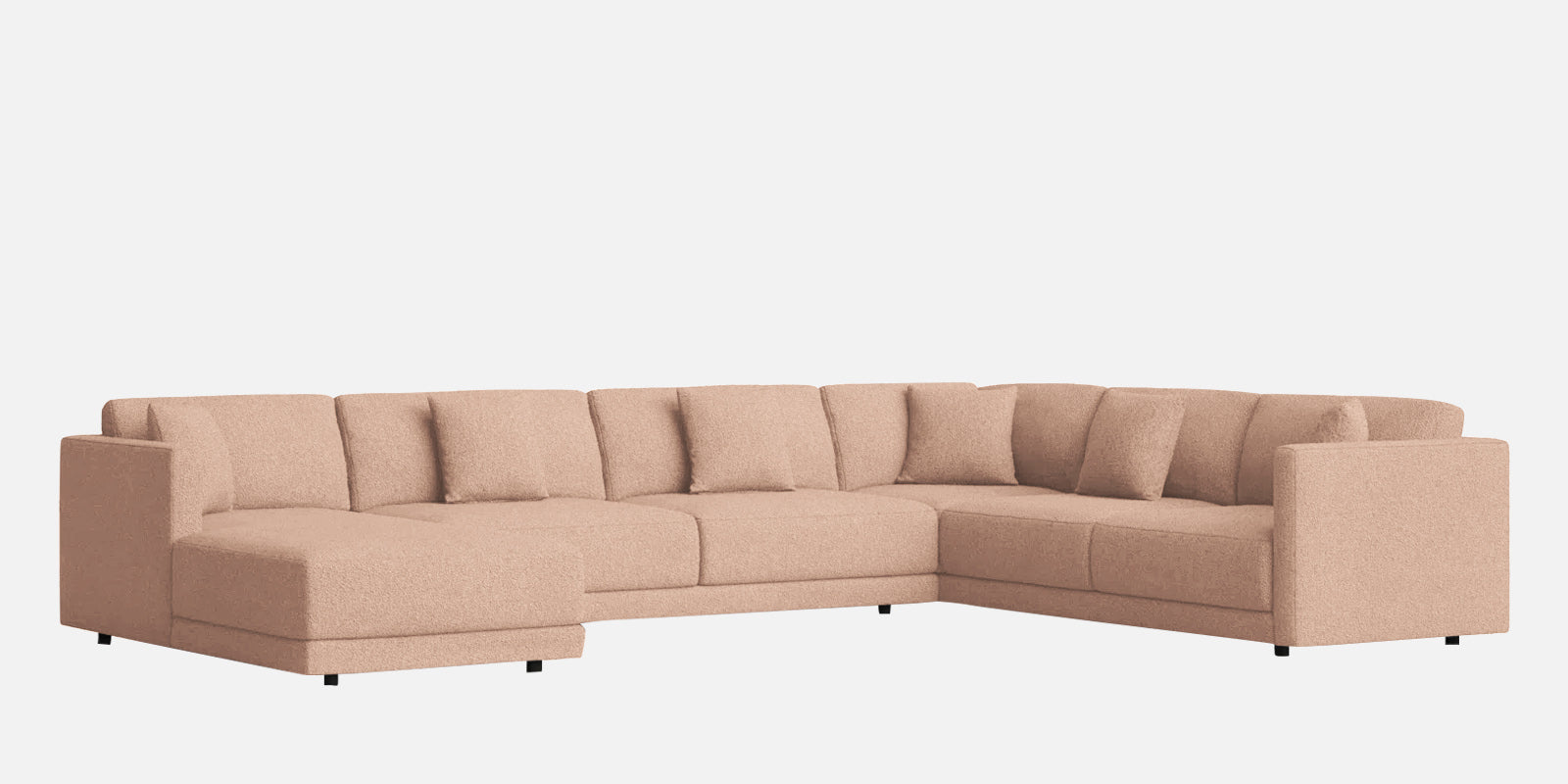 Carlin Fabric RHS 8 Seater Sectional Sofa In Cosmic Beige Colour - Febonic Living