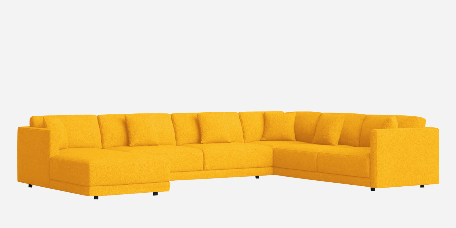 Carlin Fabric RHS 8 Seater Sectional Sofa In Bold Yellow Colour - Febonic Living