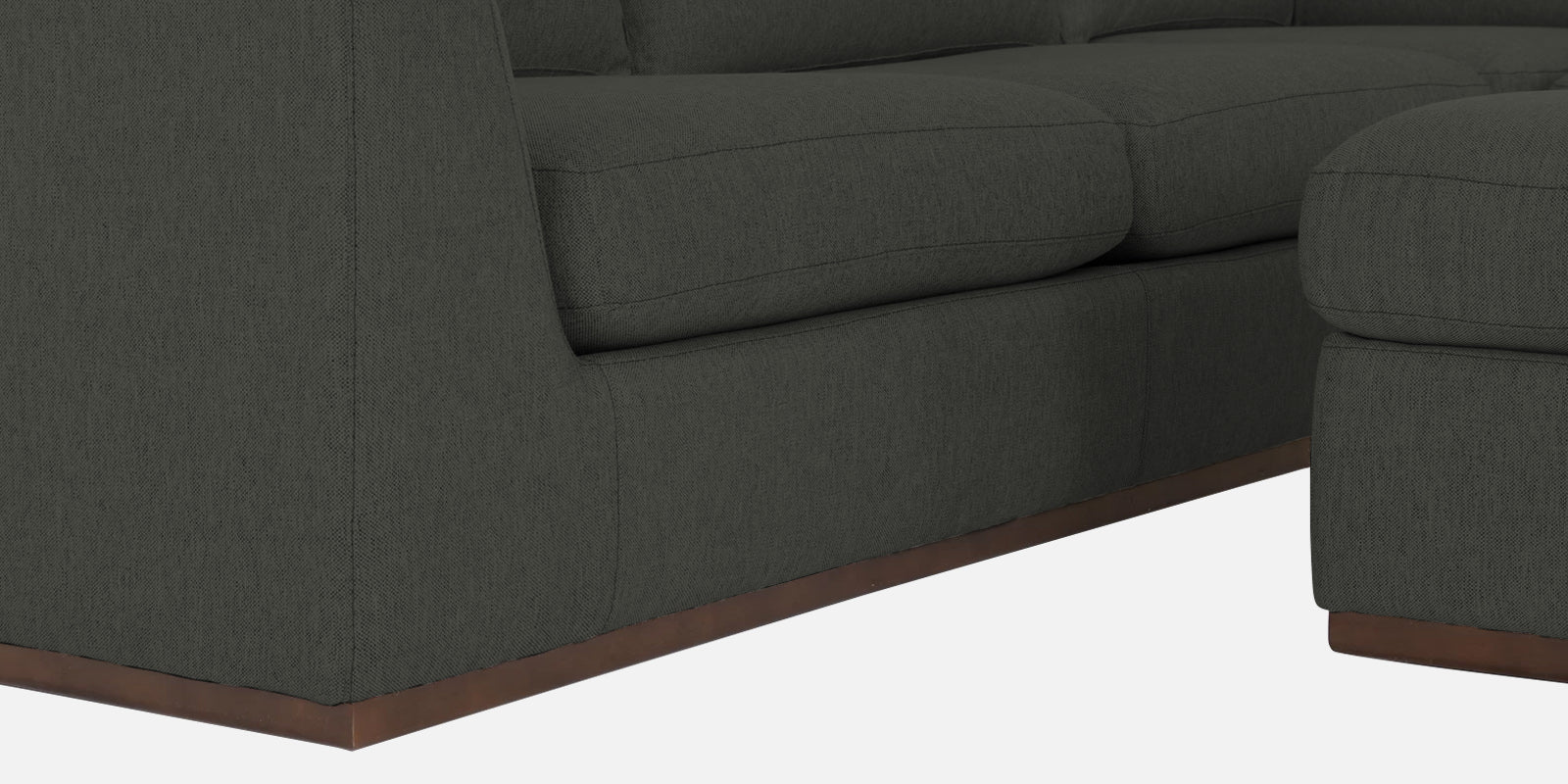 Freedom Velvet 6 Seater RHS Corner Sofa In Hory Grey Colour With Ottoman - Febonic Living