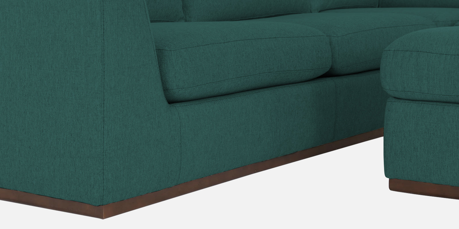 Freedom Velvet 6 Seater RHS Corner Sofa In Pine Green Colour With Ottoman - Febonic Living