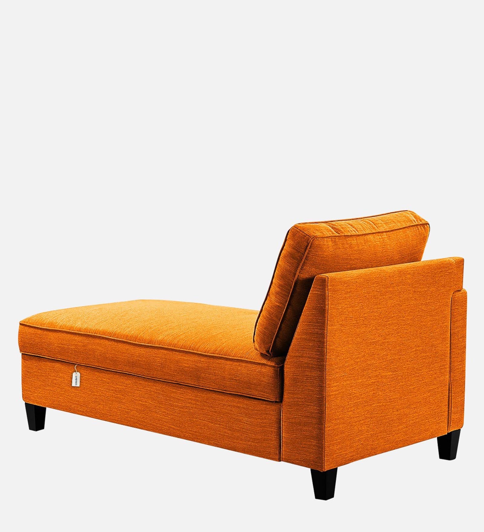 Royee Fabric LHS Chaise Lounger In Vivid Orange Colour With Storage - Febonic Living