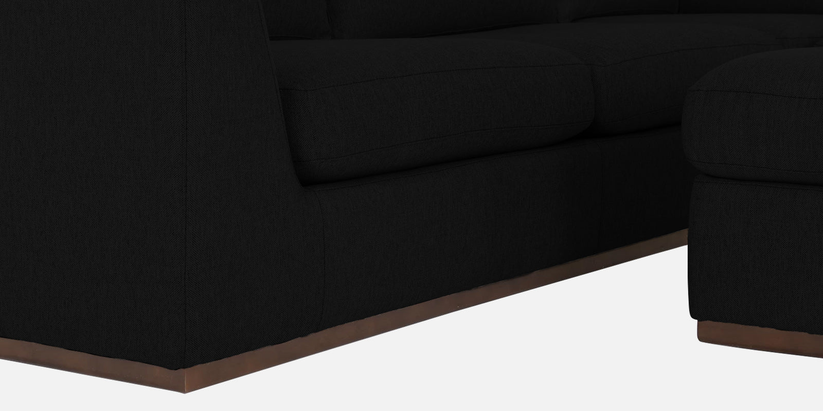 Freedom Velvet 6 Seater RHS Corner Sofa In Adam Black Colour With Ottoman - Febonic Living