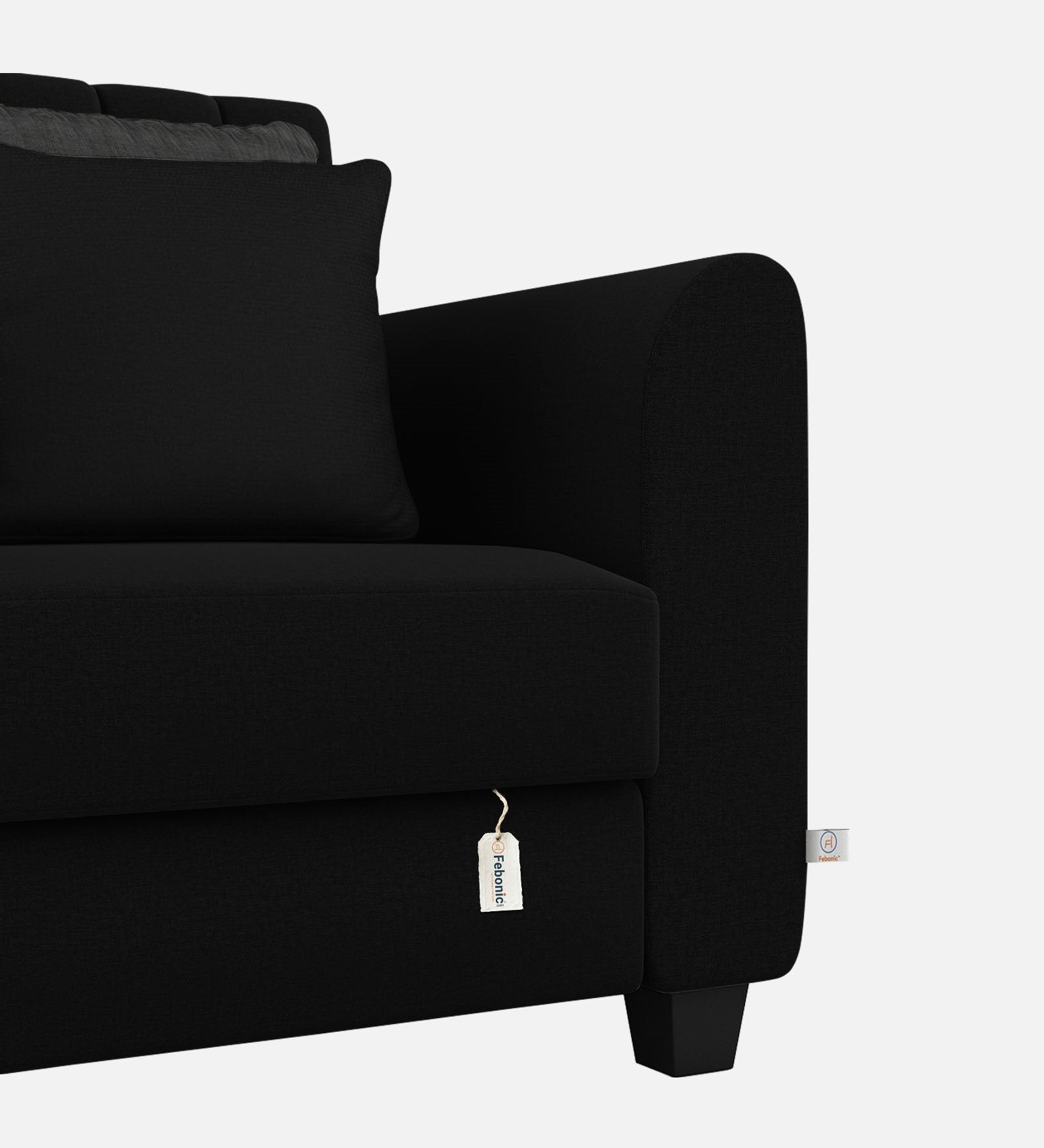 Cosmic Fabric 1 Seater Sofa In Zed Black Colour - Febonic Living