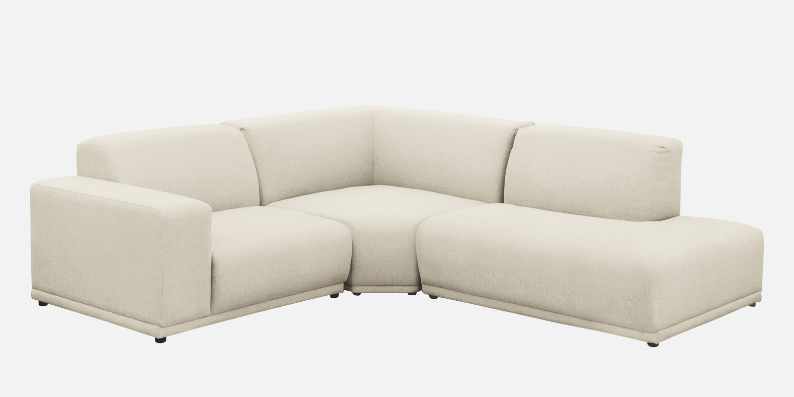 Adam Fabric RHS Sectional Sofa (3+Ottoman Lounger) In Ivory Cream Colour - Febonic Living