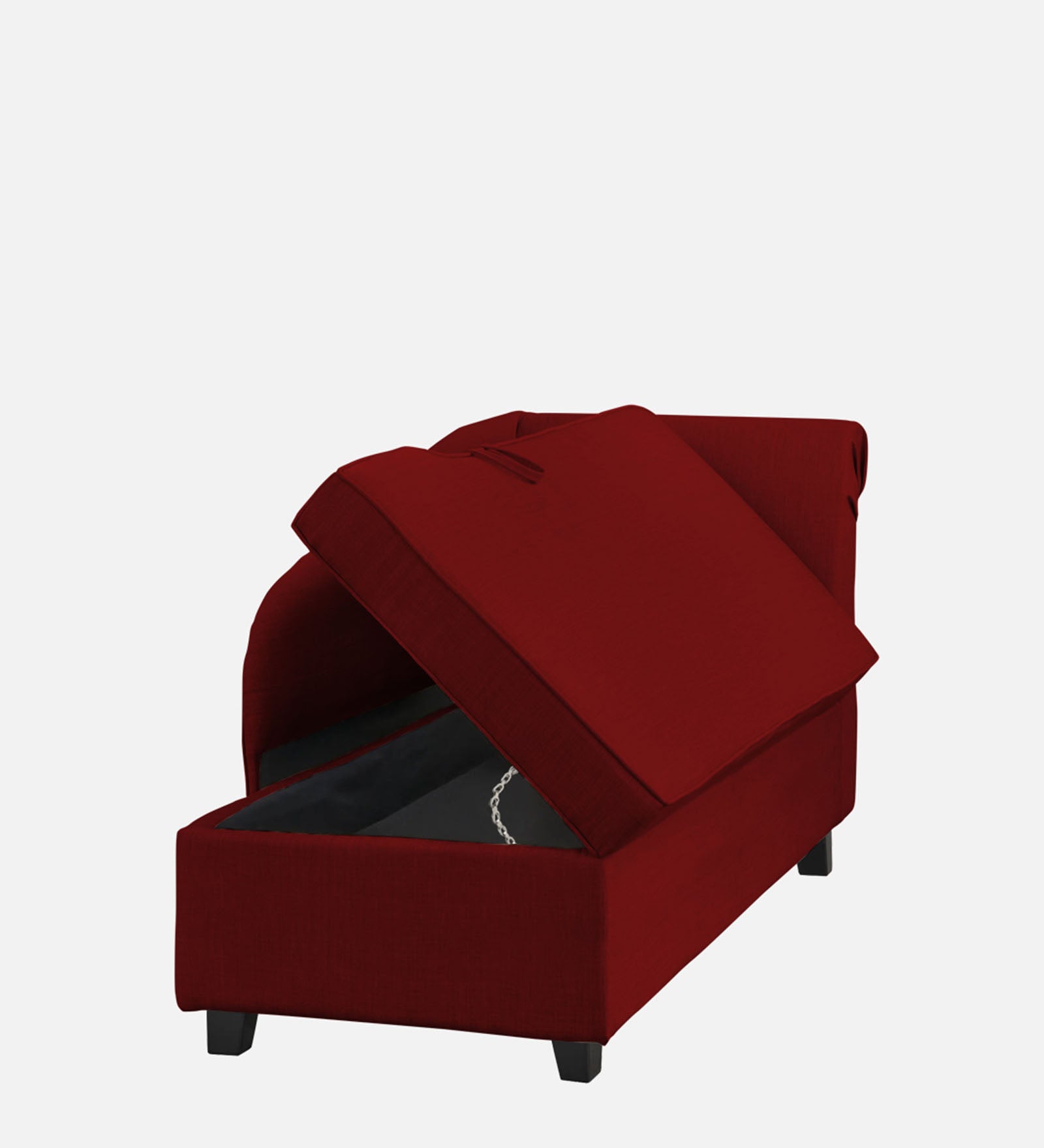 Toppy Fabric LHS Chaise Lounger In Blood Maroon Colour With Storage - Febonic Living