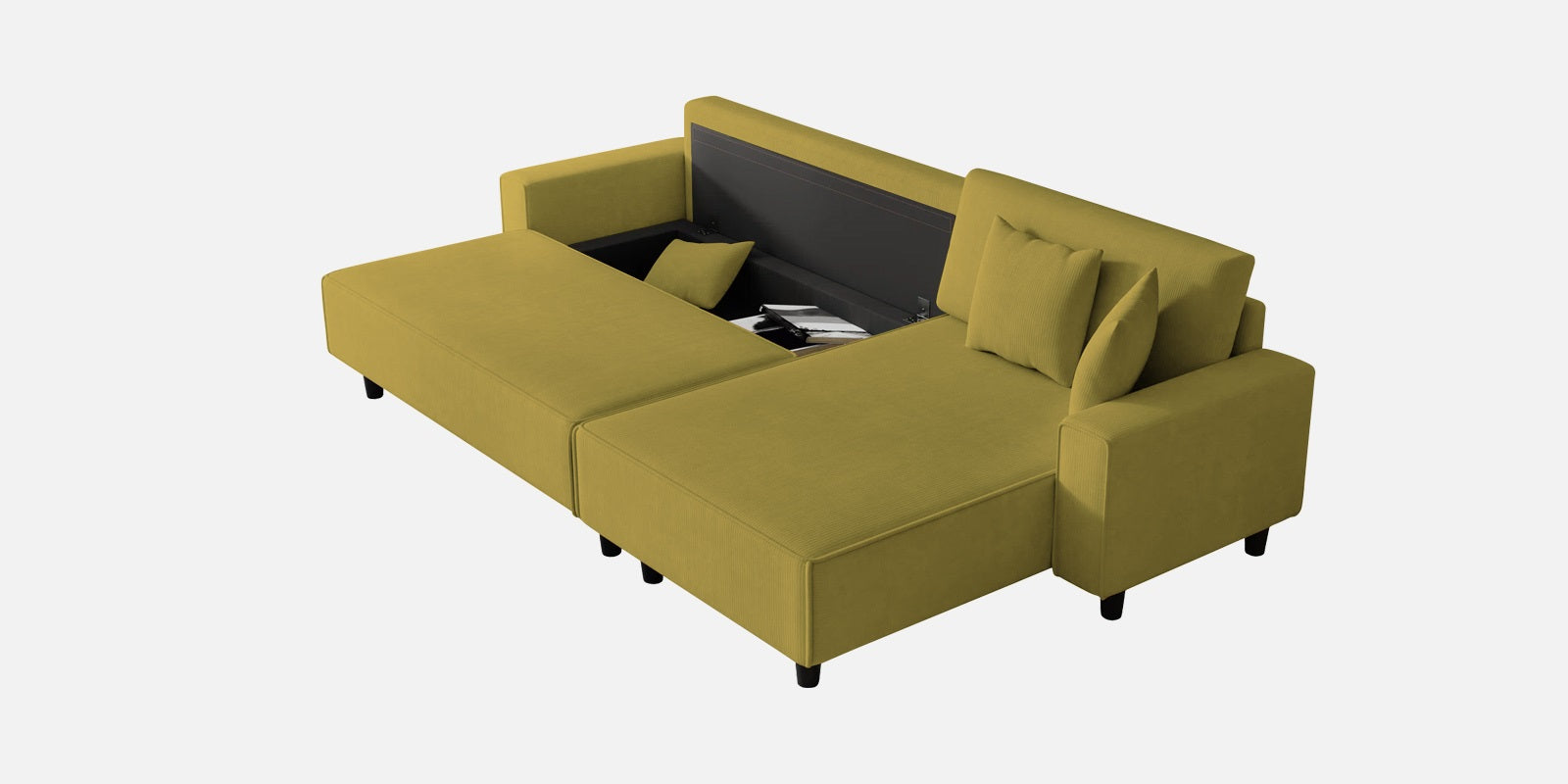 Peach Fabric LHS 6 Seater Sofa Cum Bed With Storage In Parrot Green Colour - Febonic Living