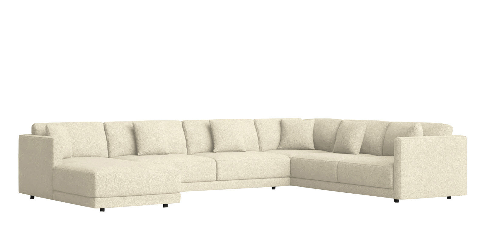 Carlin Fabric RHS 8 Seater Sectional Sofa In Ivory Beige Colour - Febonic Living