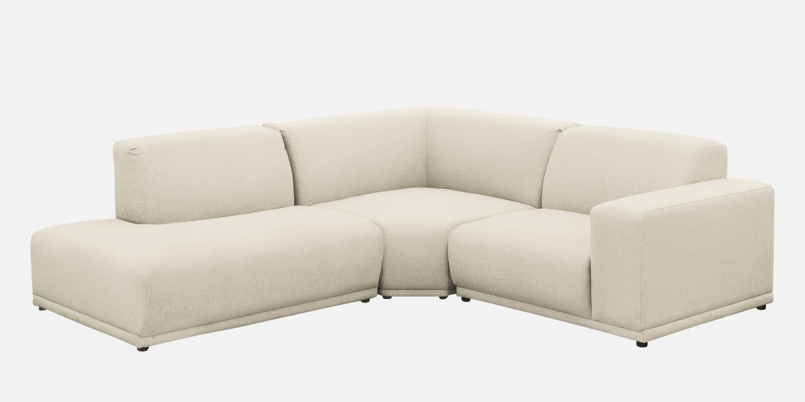 Adam Fabric LHS Sectional Sofa (3+Ottoman Lounger) In Ivory Cream Colour - Febonic Living