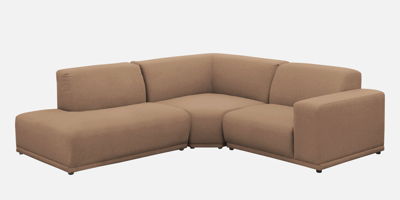 Adam Fabric LHS Sectional Sofa (3+Ottoman Lounger) In Cookie Beige Colour - Febonic Living