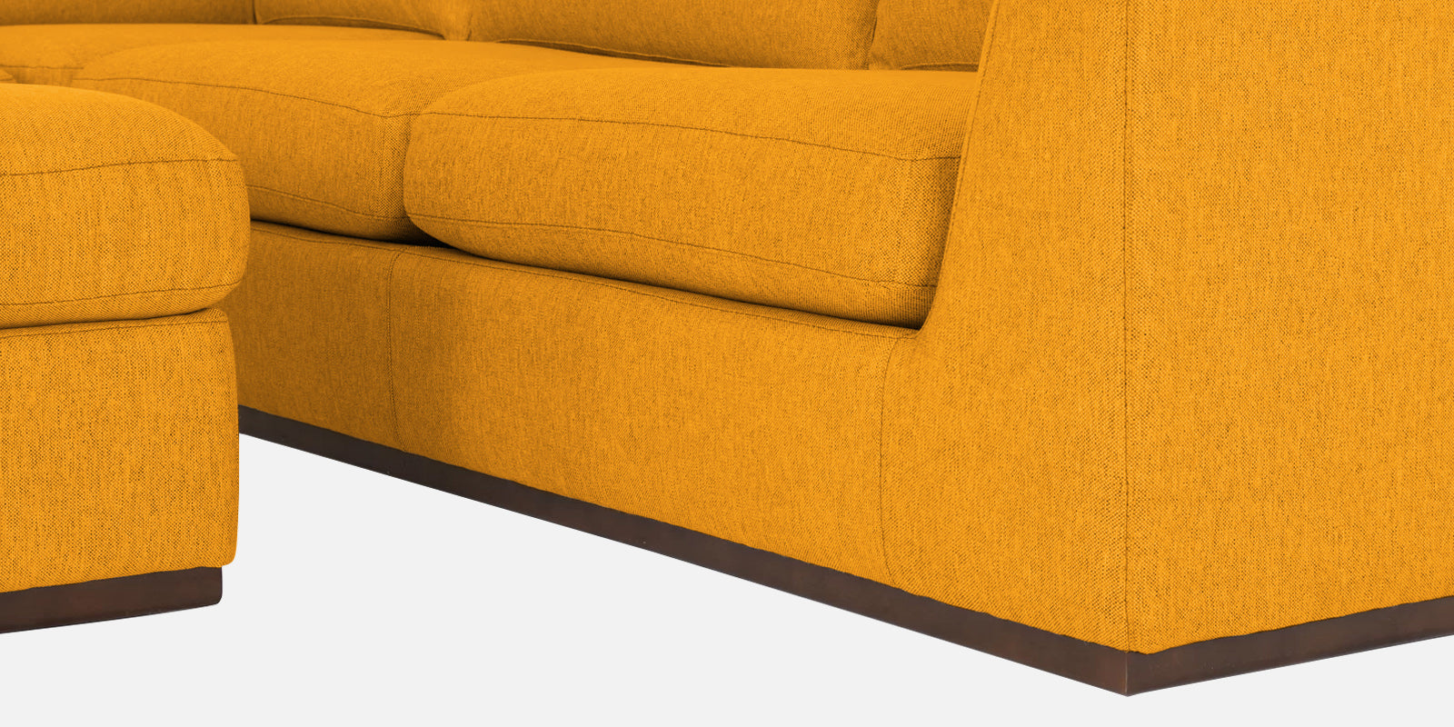 Freedom Velvet 6 Seater LHS Corner Sofa In Safforn Yellow Colour With Ottoman - Febonic Living
