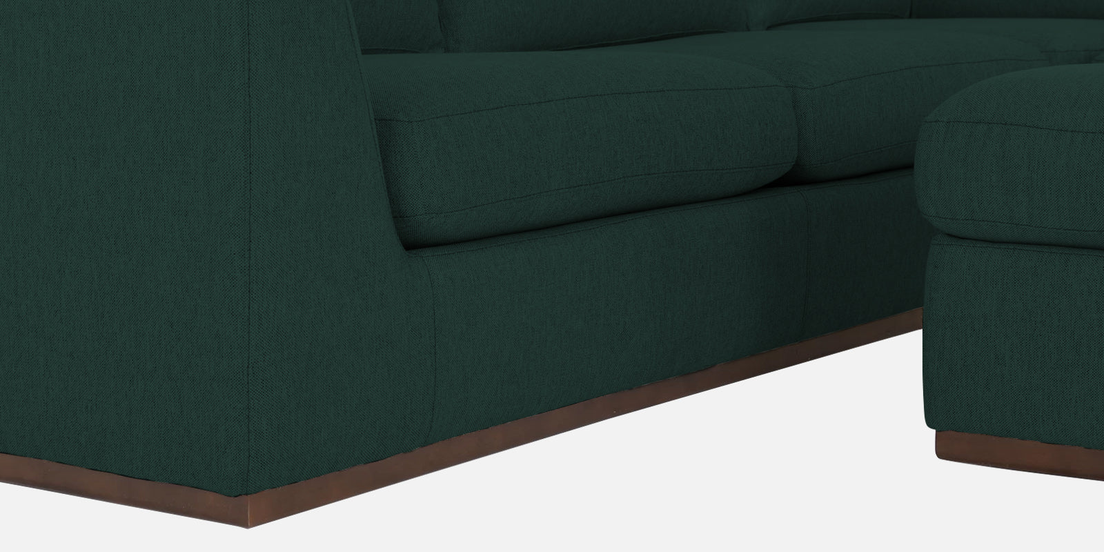 Freedom Velvet 6 Seater RHS Corner Sofa In Forest Green Colour With Ottoman - Febonic Living
