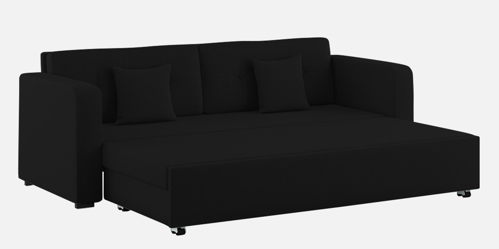 Rocky Fabric 3 Seater Pull Out Sofa Cum Bed In Zed Black Colour With Storage - Febonic Living