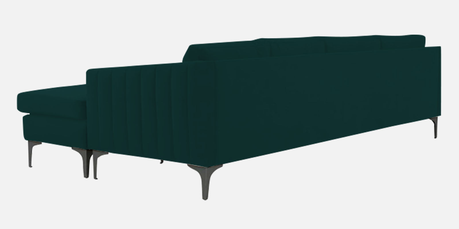 Haru Fabric LHS Sectional Sofa (3+Lounger) In Forest Green Colour - Febonic Living