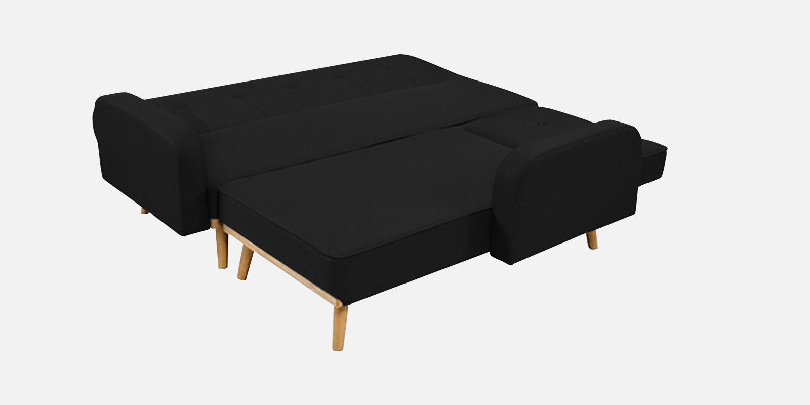 Zuno Fabric RHS Convertible Sofa Cum Bed In Zed Black Colour - Febonic Living