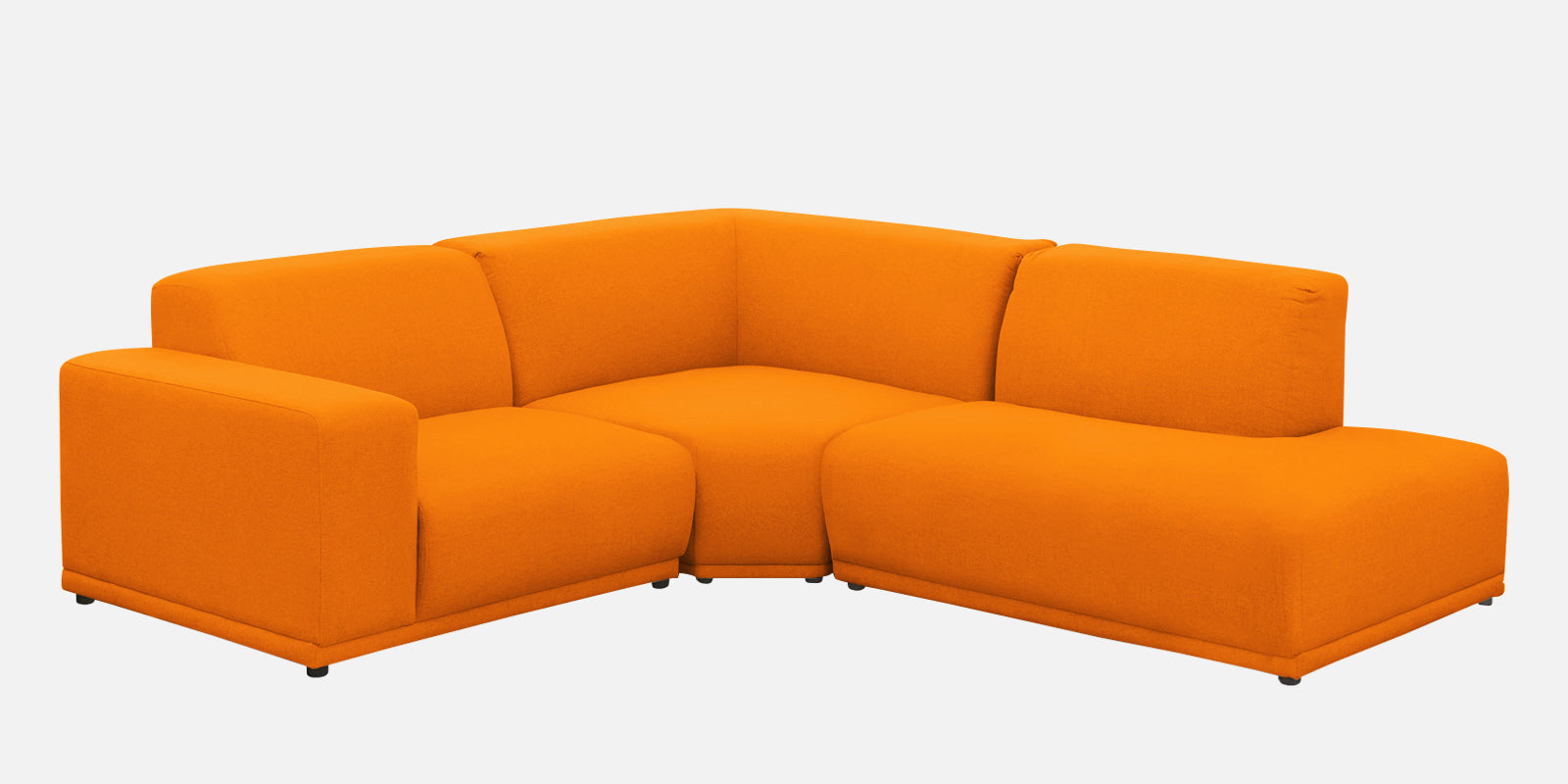 Adam Fabric RHS Sectional Sofa (3+Ottoman Lounger) In Vivid Orange Colour - Febonic Living